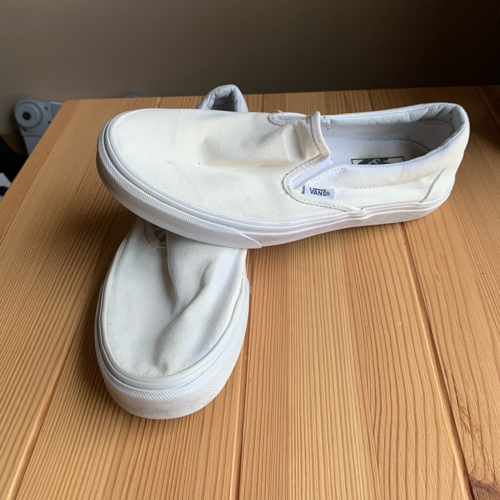 White Canvas Slip-On Vans
